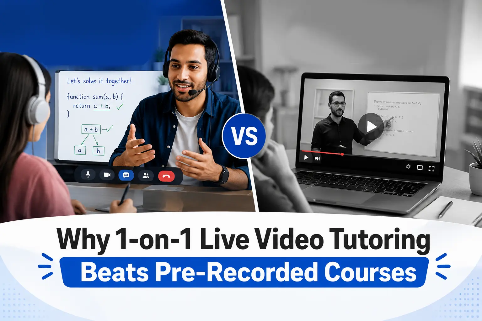 Why 1-on-1 Live Video Tutoring Beats Pre-Recorded Courses